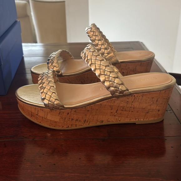 Woven summer slide wedge. Metallic silver - Picture 3 of 4